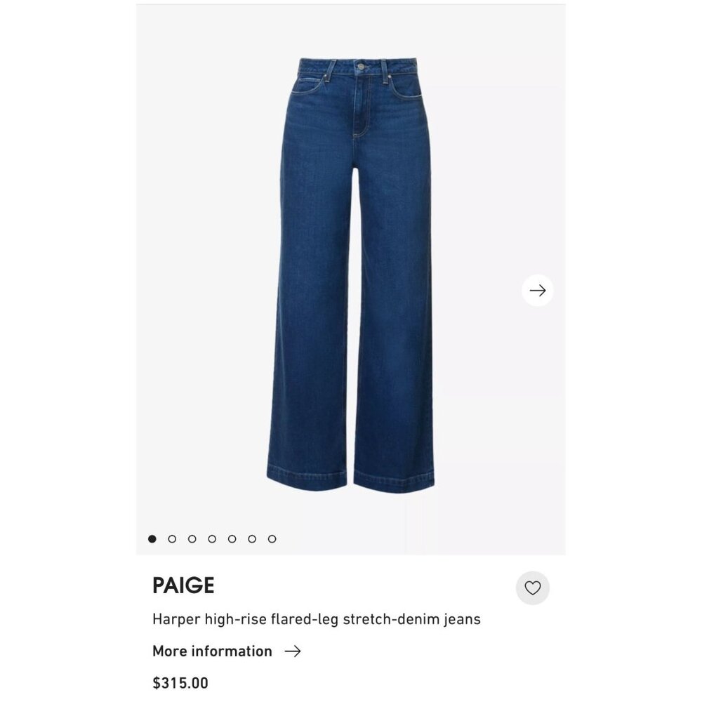 COPY - Paige "Harper" High Waisted Wide Leg Denim Jeans Gracie Lou dark wash NW…